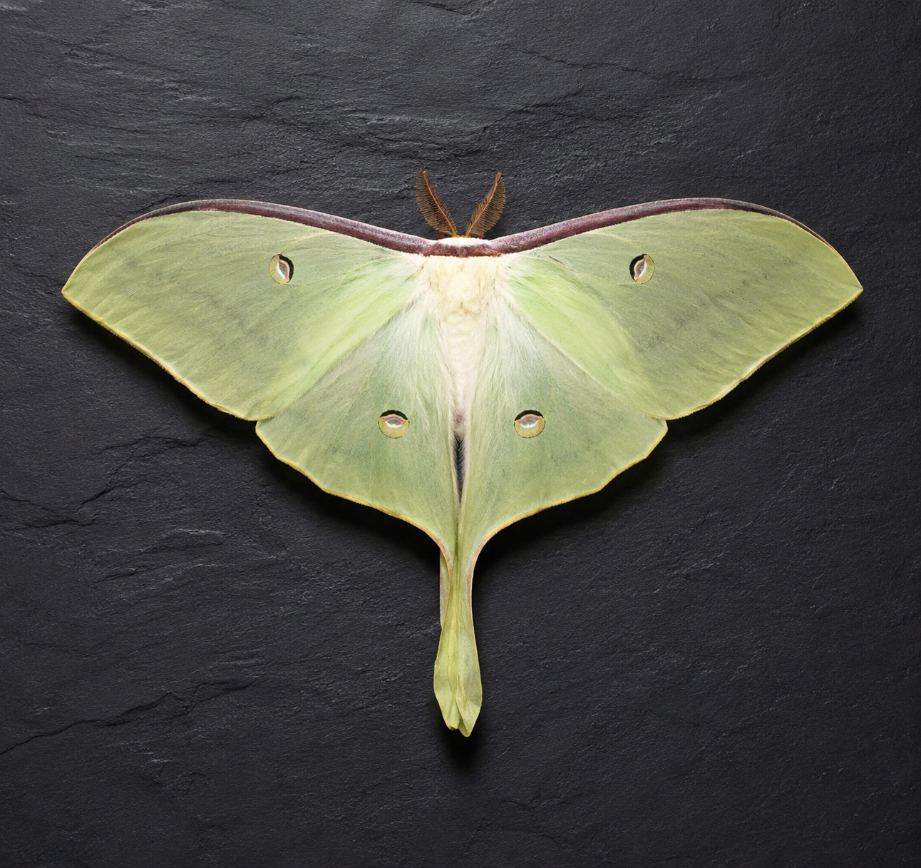 Mounted Actias Selena Moon Moth Spread Wings – Farm Raised Exotic Silk Moth Specimen